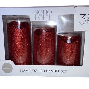 Soho Loft Red Flameless LED Candle Set (3) NEW IN BOX